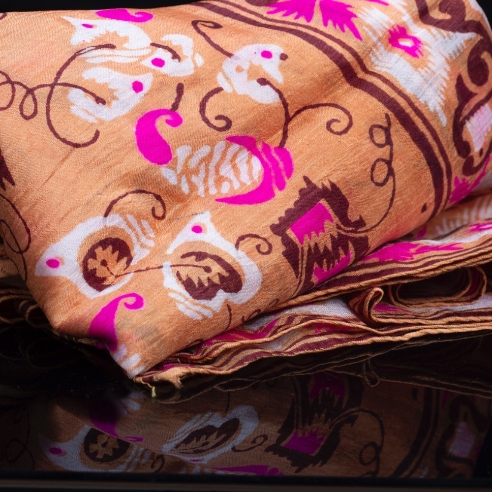 Vintage Silk Boho Hair Scarf | 1970s Long Silk Scarf | Vibrant Colors - Picture 6 of 8